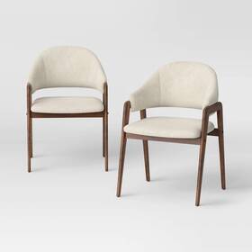 Threshold 680358293578 Ingleside Open Back Upholstered Wood Frame Dining Chair Beige Pack