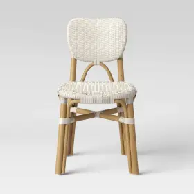 77570689 Threshold Canton Rattan And Woven Dining Chair White -