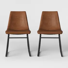 Threshold 777369000544 2pk Bowden Faux Leather And Metal Dining Chair Caramel Project 62