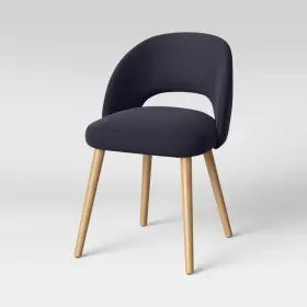 80830911 Threshold Galles Mid-century Upholstered Dining Chair Navy - Wooden Legs