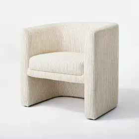 82457789 Threshold Vernon Upholstered Barrel Accent Chair -faux Shearling Cream