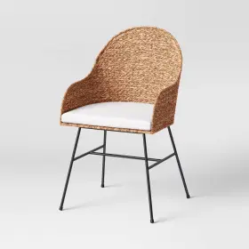 83823214 Threshold Landis Woven Backed Dining Chair With Cushion Natural -