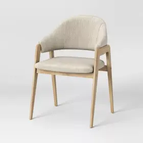 85412453 Threshold Ingleside Open Back Upholstered Wood Frame Dining Chair Cream/natural
