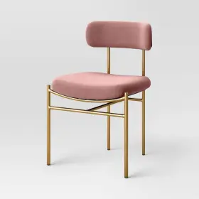 87737805 Threshold Orion Luxe Dining Chair With Brass Legs Blush Velvet -