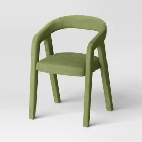 87737816 Threshold Lana Curved Back Upholstered Dining Chair Olive Green Velvet -