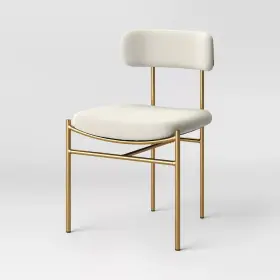88064946 Threshold Orion Luxe Dining Chair With Brass Legs Gray Velvet -