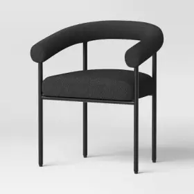 89841836 Threshold Barrel Upholstered Boucle Dining Chair Black Fa -