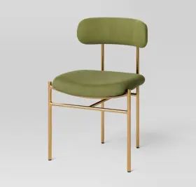89964040 Threshold Olive Green Velvet Orion Luxe Dining Chair With Gold Brass Legs And Metal Frame