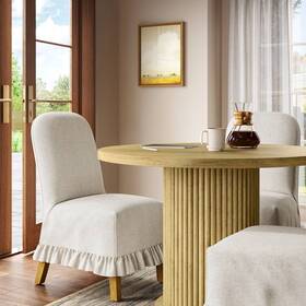 Threshold 93814384 Rounded Back Slipcovered Dining Chair With Ruffle In Performance Textured