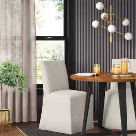 93814425 Threshold Kay Slipcovered Dining Chair In Performance Textured Weave Flax -