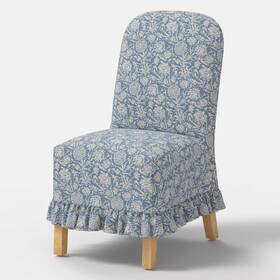 Threshold 94743746 Rounded Back Slipcovered Dining Chair With Ruffle Adelaide Reese Floral Blue