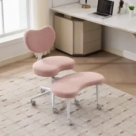 Whym-w1143p360516 Timoren Cross Legged Office Chair With Wheels Adhd Meditation Adjustable Stool Pink Yoga