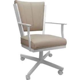 Tobias Designs 611834714706 Leather Montana Dining Caster Chair Swivel Tilt - Tan On White