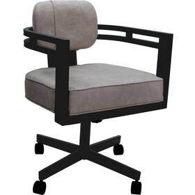 Tobias Designs 717052669887 Swivel Metal Dining Caster Chair - Madir Outlier Stucco Stone Fabric Gray