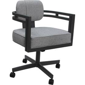 Tobias Designs 717052669924 Swivel Metal Dining Caster Chair - Madir Hemsath Slate Fabric Gray Frame