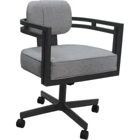Tobias Designs 717052669924 Swivel Metal Dining Caster Chair - Madir Hemsath Slate Fabric Gray Frame