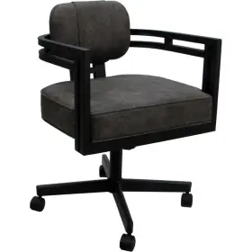 Tobias Designs 717052669955 Swivel Metal Dining Caster Chair - Madir Northwest Elk Gray Fabric Black