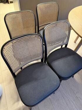 Ton 100189460 Dwr Hoffmann Dining Chair Set Of 4 Black Frame Cane Back Upholstered