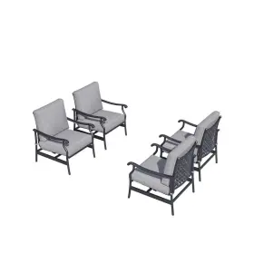 Top Home Space 783103432731 Metal Cushioned Outdoor Rocking Chairs With Gray Cushion Set Of 4
