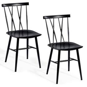 Topbuy Topb000468 2 Pcs Armless Dining Chairs Tolix With High Cross Back Black