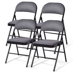 Topbuy Topb001786 Fabric Padded Folding Chair Portable Pack Of 4