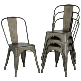 Topeakmart 007230180426 Classic Iron Metal Dinning Chairs Indoor-outdoor Use Chic Dining Bist
