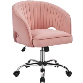 Tm42k80001 Topeakmart Home Office Chair With Tufted Barrel Back Rolling Wheels Pink Used