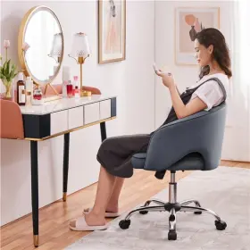 Tmbxep0003 Topeakmart Adjustable Swivel Velvet Office Chair Rolling Desk Computer Used