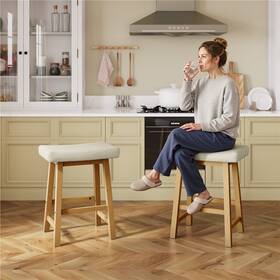 Topeakmart Tmgv2y000201 24inch 2pcs Upholstered Backless Counter Height Bar Stools For Kitchen Dining