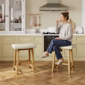 Tmgv2y000201 Topeakmart 24inch 2pcs Upholstered Backless Counter Height Bar Stools For Kitchen Dining