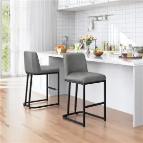 Tmjix20003 Topeakmart 2pcs Modern Upholstered Faux Leather Barstools With Backrest For Kitchen Used