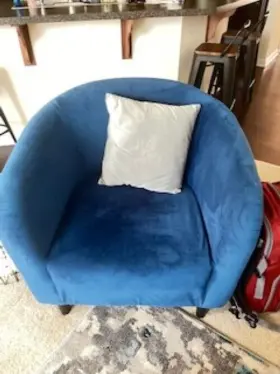 Tmnanx0003 Topeakmart Modern Velvet Accent Chair Comfy Club Barrel For Living Room Blue