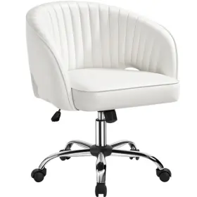 Tmo3hi0005 Topeakmart Adjustable Swivel Faux Leather Office Chair With Rolling Wheels White Used