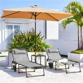 Tmuc2g000401 Topeakmart Folding Chaise Lounge Chairs Adjustable Outdoor Tanning Chair With 5 Back Position