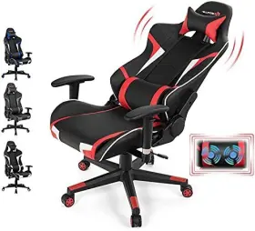 Hw66185re Topment Massage Gaming Chair High Back Office Computer With Headrest And Red