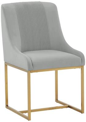 Tov Furniture 793580625861 Lisa 20 1/2 Inch Wide Gray Pleated Velvet Dining Chair
