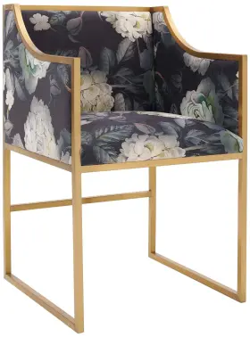 Tov-d6349 Tov Furniture Atara Floral Velvet Gold Chair