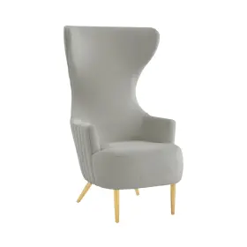Tv-tov-ihs68510 Tov Furniture Modern Julia Velvet Channel Tufted Wingback Chair In Gray