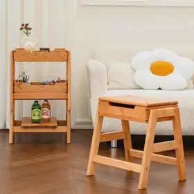 Towood Lifee 666945727992 Bar Stools Wooden Stool Stackable 18 Inch Backless Vanity Chai