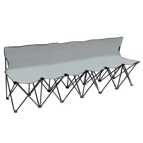 Trademark Innovations 810089093950 Portable 6-seater Folding Team Sports Sideline Bench With Back Grey