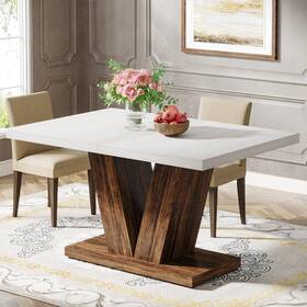 Tribesigns 0669 47-inch Dining Table 47.25 Inch W X 31.5 D 29.9 H White And Brown
