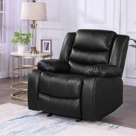Trumanpick 680358050775 Recliner Chair Manual Rocking And Reclining Oversized Black Faux
