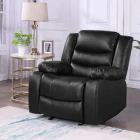 Trumanpick 680358050775 Recliner Chair Manual Rocking And Reclining Oversized Black Faux