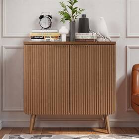Trygoal Trygoal-bc-1062 Wood Fluted Sideboard With 2 Doors Modern Large Buffet Cabinet Shelves