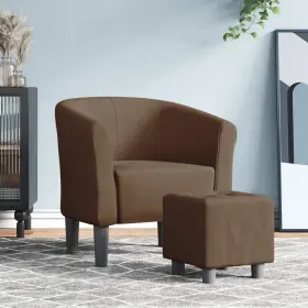 Tub Chair Brown Fabric Compact Durable Cubic 720845436070
