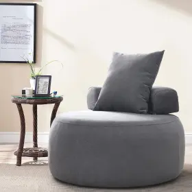 Tzou 955600485976 32 Inch Modern Round Chair With Pillow Soft Skin-friendly Chenille Fabric Leisure