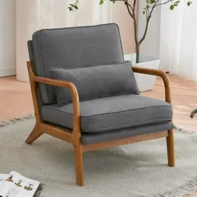 Ubesgoo 680358117553 Modern Linen Fabric Upholstered Comfy Reading Accent Arm Chair With