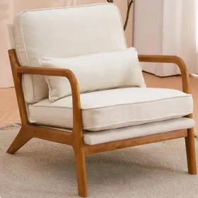 Lrc-17df Ubesgoo Modern Arm Chair Linen Fabric Upholstered Comfy Reading Accent With Solid