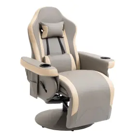 Uirio 732845869008 Recliner Armchair Swivel Pu Leather Chair Lounge With Cup Holder For Living Room