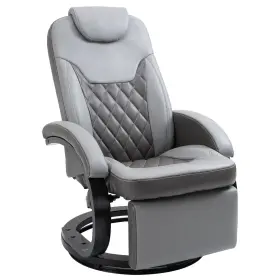 Uirio 732845899487 Faux Leather Manual Recliner Reading Armchair Chair For Living Room Swivel Gray